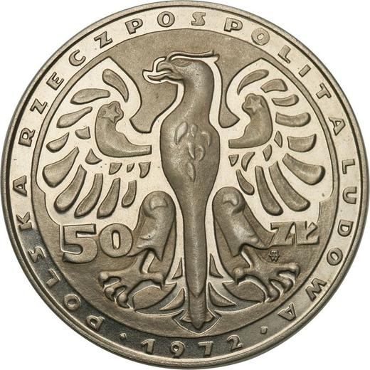 Аверс монеты - Пробные 50 злотых 1972 года MW "Фридерик Шопен" Никель Без надписи PRÓBA - цена  монеты - Польша, Народная Республика