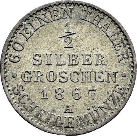 Rewers monety - 1/2 silbergroschen 1867 A - cena srebrnej monety - Prusy, Wilhelm I
