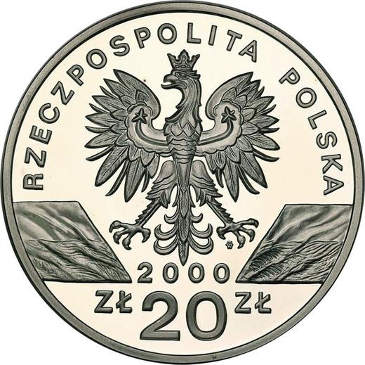 Аверс монеты - 20 злотых 2000 года MW NR "Удод" - цена серебряной монеты - Польша, III Республика после деноминации