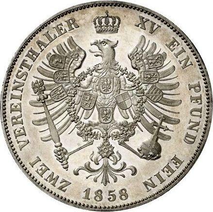 Reverso 2 táleros 1858 A - valor de la moneda de plata - Prusia, Federico Guillermo IV