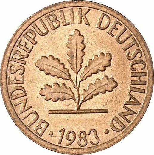 Реверс монеты - 1 пфенниг 1983 года F - цена  монеты - Германия, ФРГ