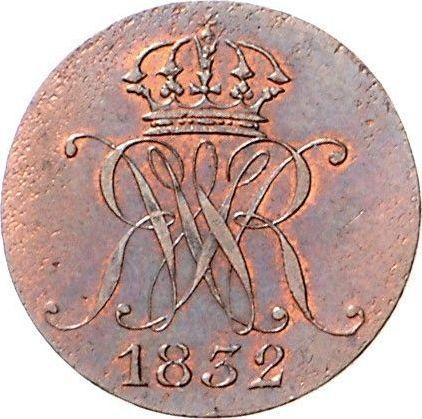 Аверс монеты - 1 пфенниг 1832 года B - цена  монеты - Ганновер, Вильгельм IV