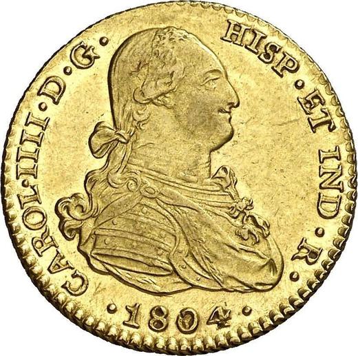 Obverse 2 Escudos 1804 S CN - Gold Coin Value - Spain, Charles IV