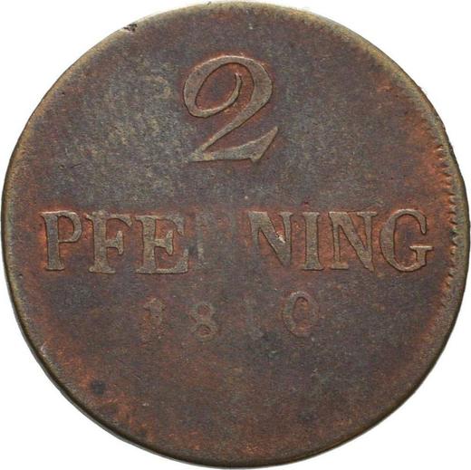 Реверс монеты - 2 пфеннига 1810 года - цена  монеты - Бавария, Максимилиан I