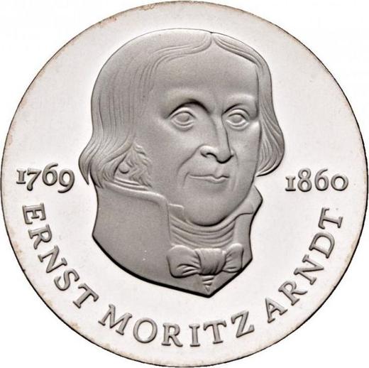 Anverso 20 marcos 1985 A "Ernst Moritz Arndt" - valor de la moneda de plata - Alemania, República Democrática Alemana (RDA)