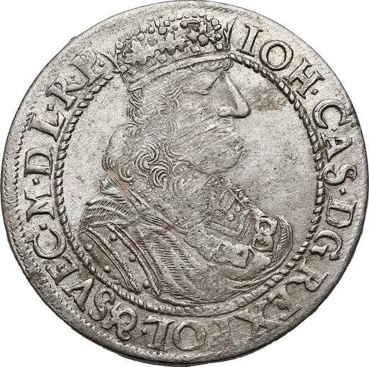 Аверс монеты - Орт (18 грошей) 1667 года DL "Гданьск" - цена серебряной монеты - Польша, Ян II Казимир
