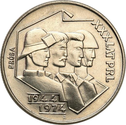 Reverso Pruebas 20 eslotis 1974 MW WK "30 aniversario de la República Popular de Polonia" Níquel - valor de la moneda  - Polonia, República Popular