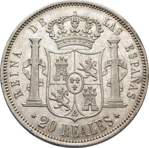 Reverso 20 reales 1861 "Tipo 1855-1864" Estrellas de seis puntas - valor de la moneda de plata - España, Isabel II