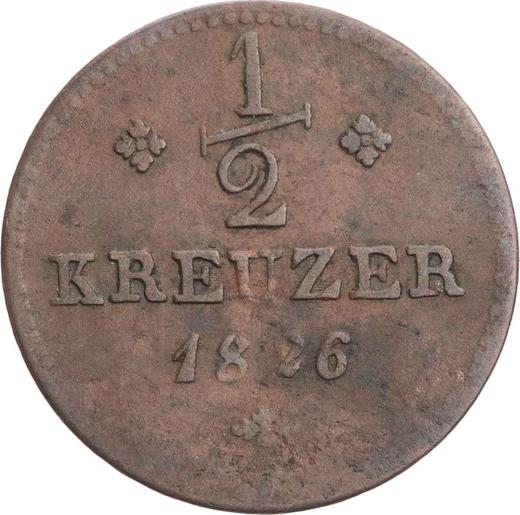 Реверс монеты - 1/2 крейцера 1826 года - цена  монеты - Гессен-Кассель, Вильгельм II