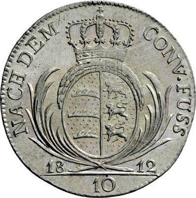 Rewers monety - 10 krajcarow 1812 I.L.W. - cena srebrnej monety - Wirtembergia, Fryderyk I