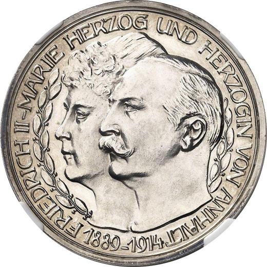 Anverso Pruebas 5 marcos 1914 "Anhalt" Bodas de plata - valor de la moneda de plata - Alemania, Imperio alemán