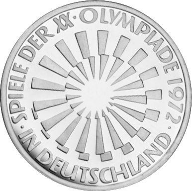 Obverse 10 Mark 1972 G "Games of the XX Olympiad" - Silver Coin Value - Germany, FRG