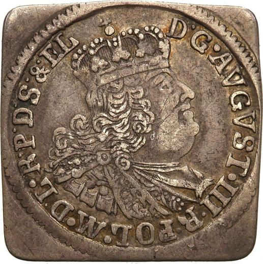 Anverso Szostak (6 groszy) 1761 REOE "de Gdansk" Klippe - valor de la moneda de plata - Polonia, Augusto III