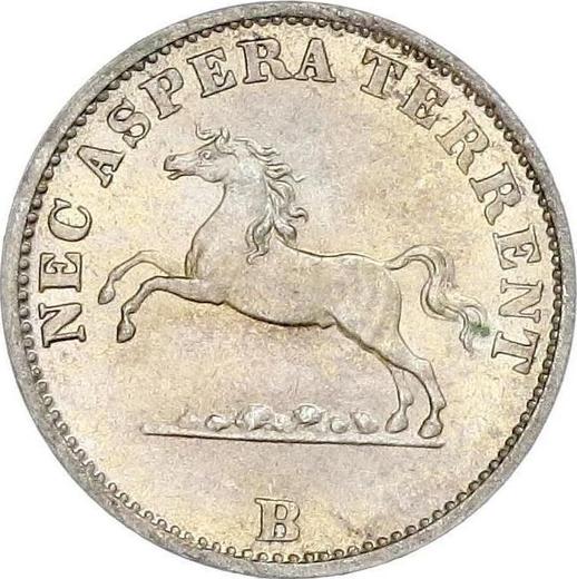 Аверс монеты - 6 пфеннигов 1853 года B - цена серебряной монеты - Ганновер, Георг V