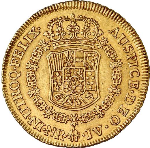 Реверс монеты - 8 эскудо 1764 года NR JV - цена золотой монеты - Колумбия, Карл III