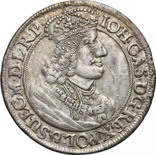 Аверс монеты - Орт (18 грошей) 1658 года DL "Гданьск" - цена серебряной монеты - Польша, Ян II Казимир
