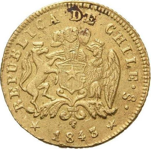 Аверс монеты - 1 эскудо 1843 года So IJ - цена золотой монеты - Чили, Республика