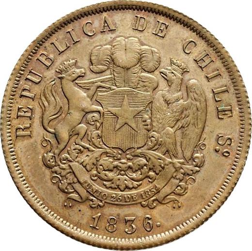 Аверс монеты - Пробные 8 эскудо 1836 года So IJ Медь - цена  монеты - Чили, Республика
