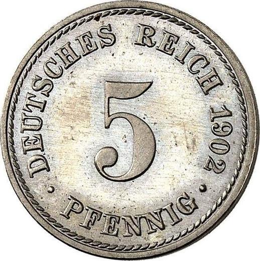 Аверс монеты - 5 пфеннигов 1902 года A "Тип 1890-1915" - цена  монеты - Германия, Германская Империя
