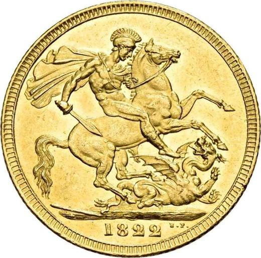 Реверс монеты - Соверен 1822 года BP - цена золотой монеты - Великобритания, Георг IV