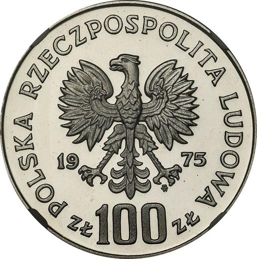 Аверс монеты - Пробные 100 злотых 1975 года MW SW "Королевский замок в Варшаве" Серебро - цена серебряной монеты - Польша, Народная Республика