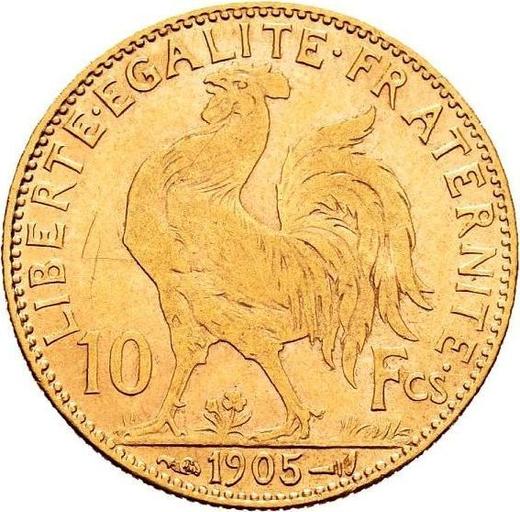 Rewers monety - 10 franków 1905 "Typ 1899-1914" Paryż - cena złotej monety - Francja, III Republika