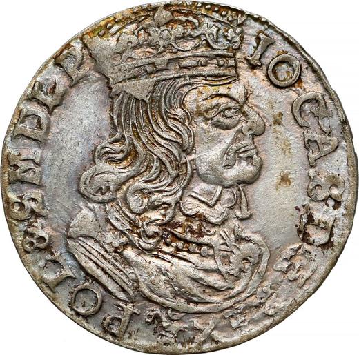 Anverso Szostak (6 groszy) 1661 NG "Retrato sin marco redondo" - valor de la moneda de plata - Polonia, Juan II Casimiro