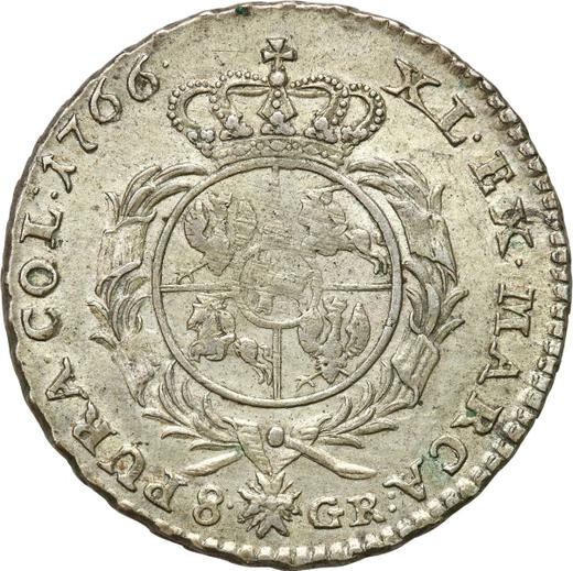 Reverso Dwuzłotówka (8 groszy) 1766 - valor de la moneda de plata - Polonia, Estanislao II Poniatowski