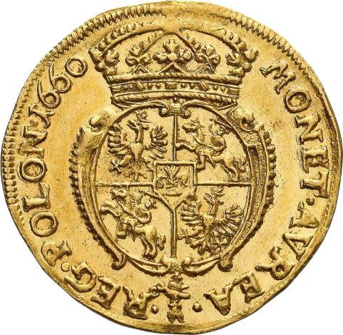 Rewers monety - Dukat 1660 TLB "Popiersie w koronie" - cena złotej monety - Polska, Jan II Kazimierz