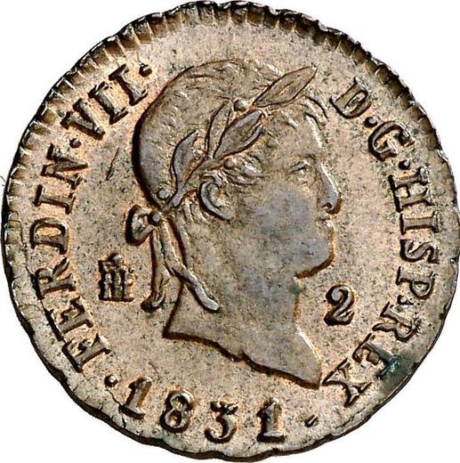Obverse 2 Maravedís 1831 -  Coin Value - Spain, Ferdinand VII