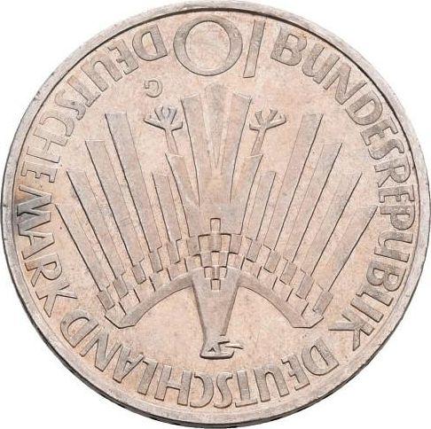 Rewers monety - 10 marek 1972 "XX Letnie Igrzyska Olimpijskie" Stempel skręcony - cena srebrnej monety - Niemcy, RFN