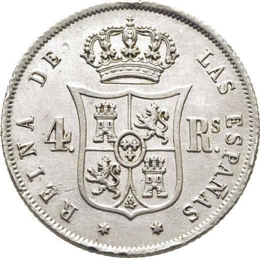 Reverso 4 reales 1861 Estrellas de seis puntas - valor de la moneda de plata - España, Isabel II