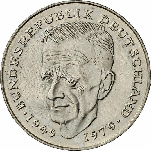 Obverse 2 Mark 1989 G "Kurt Schumacher" -  Coin Value - Germany, FRG