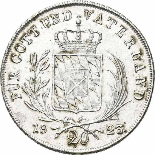 Реверс монеты - 20 крейцеров 1823 года - цена серебряной монеты - Бавария, Максимилиан I