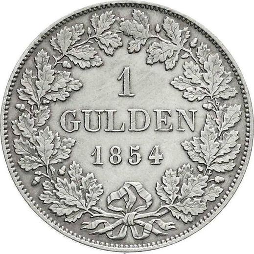Реверс монеты - 1 гульден 1854 года - цена серебряной монеты - Бавария, Максимилиан II