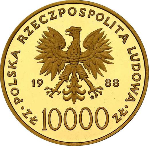 Аверс монеты - 10000 злотых 1988 года MW ET "Иоанн Павел II - 10 лет понтификата" Золото - цена золотой монеты - Польша, Народная Республика