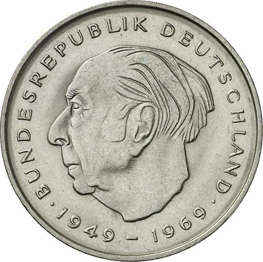 Аверс монеты - 2 марки 1972 года F "Теодор Хойс" - цена  монеты - Германия, ФРГ