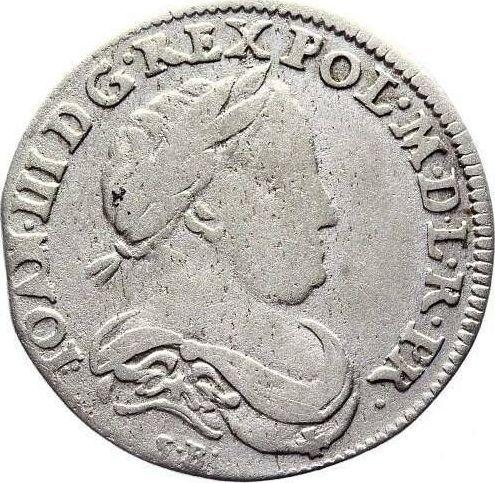 Anverso Szostak (6 groszy) 1677 SB - valor de la moneda de plata - Polonia, Juan III Sobieski