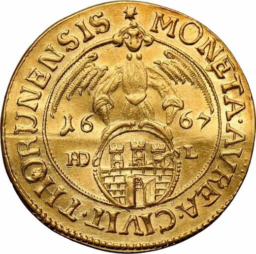 Реверс монеты - 2 дуката 1667 года HDL "Торунь" - цена золотой монеты - Польша, Ян II Казимир