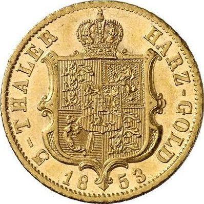 Reverso 5 táleros 1853 B "Tipo 1853-1856" - valor de la moneda de oro - Hannover, Jorge V