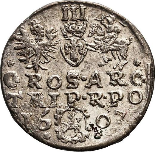Reverso Trojak (3 groszy) 1607 "Casa de moneda de Cracovia" - valor de la moneda de plata - Polonia, Segismundo III