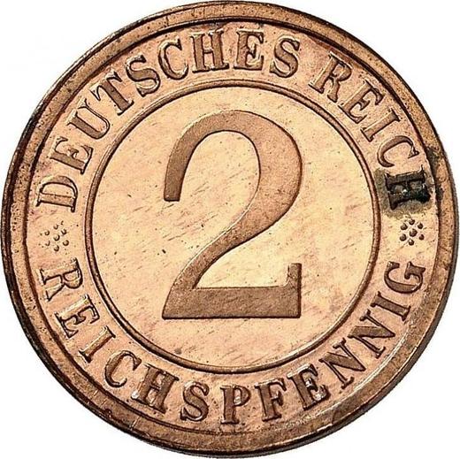Аверс монеты - 2 рейхспфеннига 1925 года E - цена  монеты - Германия, Bеймарская республика