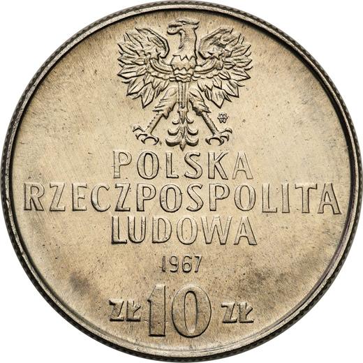 Аверс монеты - Пробные 10 злотых 1967 года MW "Генерал Кароль Сверчевский" Никель - цена  монеты - Польша, Народная Республика