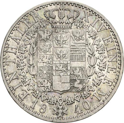Reverso Tálero 1840 D - valor de la moneda de plata - Prusia, Federico Guillermo III