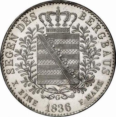 Rewers monety - Talar 1836 G "Górniczy" - cena srebrnej monety - Saksonia-Albertyna, Fryderyk August II