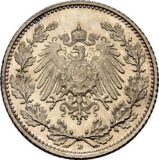 Reverso Medio marco 1909 D "Tipo 1905-1919" - valor de la moneda de plata - Alemania, Imperio alemán