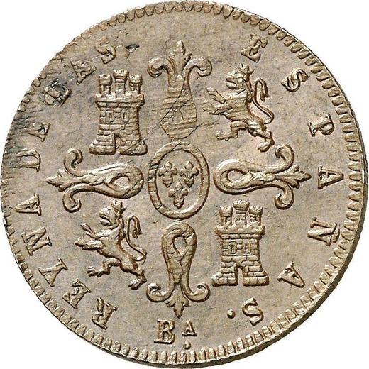 Реверс монеты - 4 мараведи 1855 года Ba - цена  монеты - Испания, Изабелла II