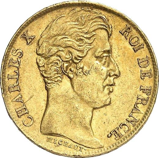 Аверс монеты - 20 франков 1829 года W "Тип 1825-1830" Лилль - цена золотой монеты - Франция, Карл X