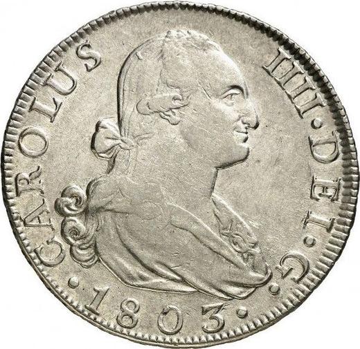 Аверс монеты - 8 реалов 1803 года M FA - цена серебряной монеты - Испания, Карл IV