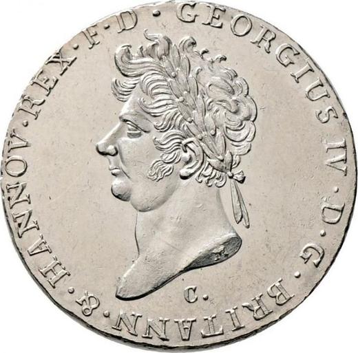 Аверс монеты - 2/3 талера 1822 года C - цена серебряной монеты - Ганновер, Георг IV